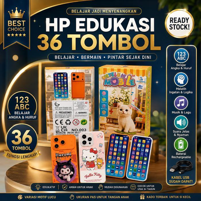 Jual Mainan HP Edukasi Anak 36 Tombol USB Mainan Handphone Anak Belajar ...