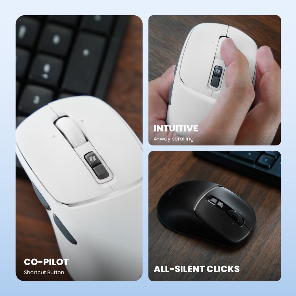 Rexus Nava Pro Q15 Mouse Office Wireless Silent Click - Ergonomic Shape with Co-Pilot (2)