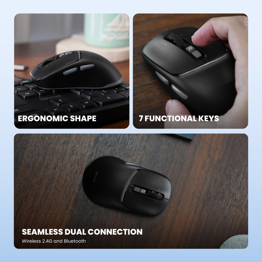 Rexus Nava Pro Q15 Mouse Office Wireless Silent Click - Ergonomic Shape with Co-Pilot (3)