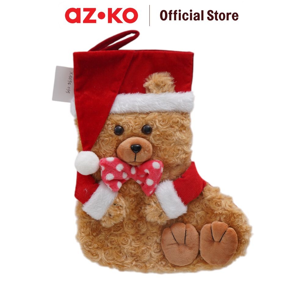 Jual AZKO Noelle Hiasan Gantung Natal Christmas Stocking Bear - Merah ...