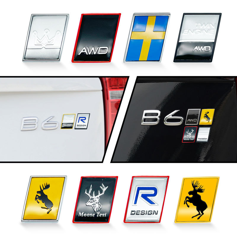 Jual Auto Metal Sticker Swedish Flag Moose Test Deer Emblem R Design ...