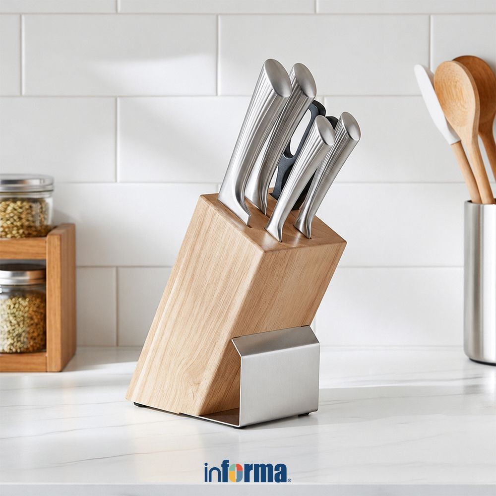 Informa Cooking Color Maggie Pisau Dapur Dengan Block Penyimpanan Set 6 pcs - Mix Knife Set Kitchen Knife Pisau Dapur Alat Iris