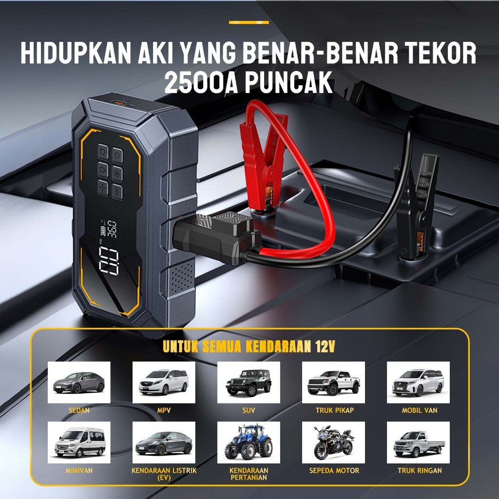 Jual KMILES Jumper Aki Mobil Portable 10000mAh 12V Dengan Pompa Ban ...