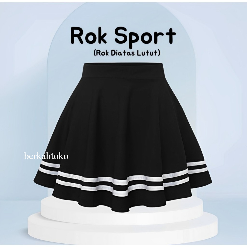 Jual Rok Olahraga Wanita List Skrit Flare Rok Mini Korean Style Senam ...