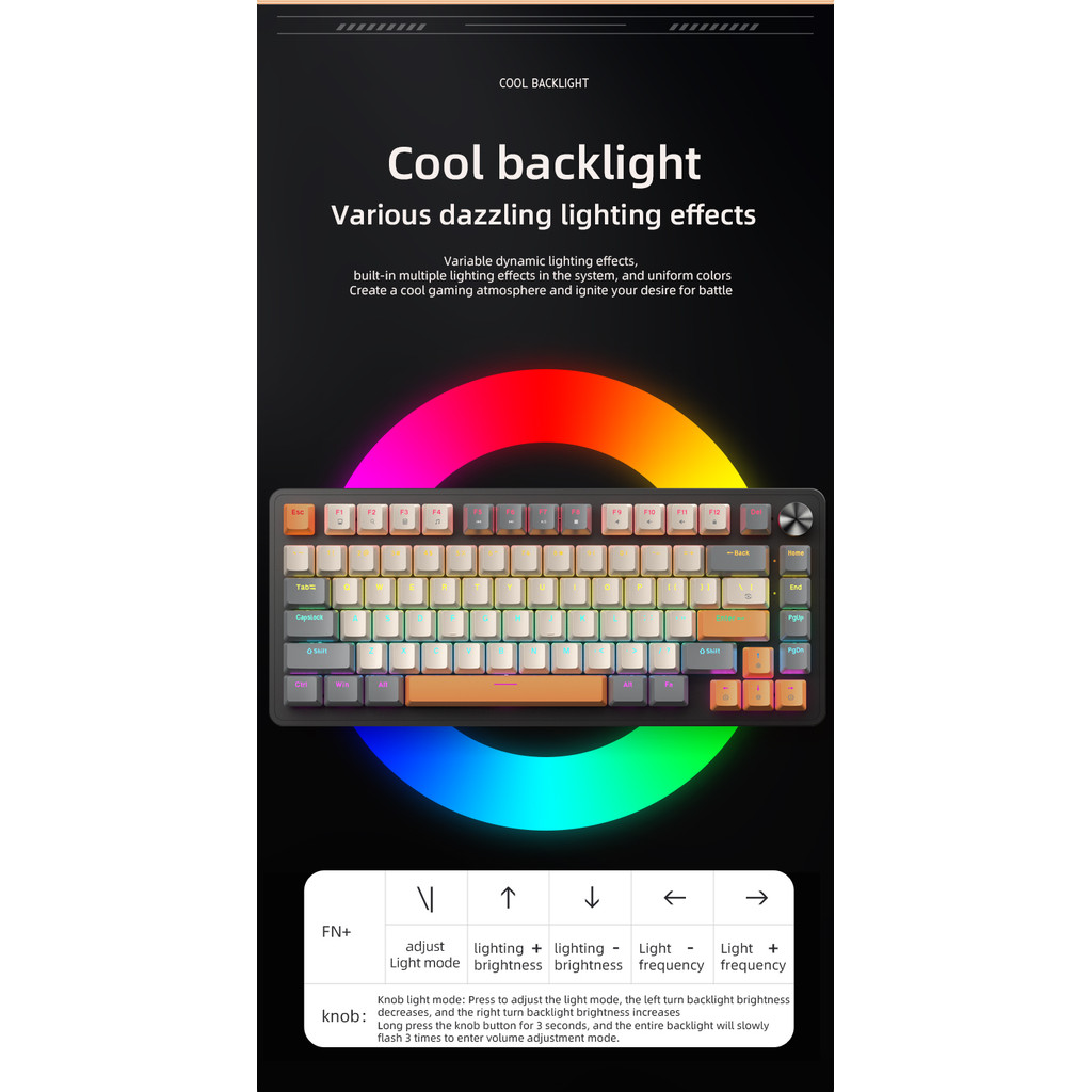 Jual 75% Meanical Keyboard Wired with Mea Knob, APAYADO K82 Black Hot ...