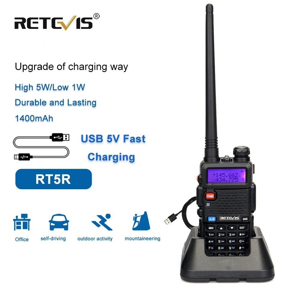 Jual RETEVIS Walkie Talkie Two Way Radio Dual Band 128 Channel 1400mAh ...