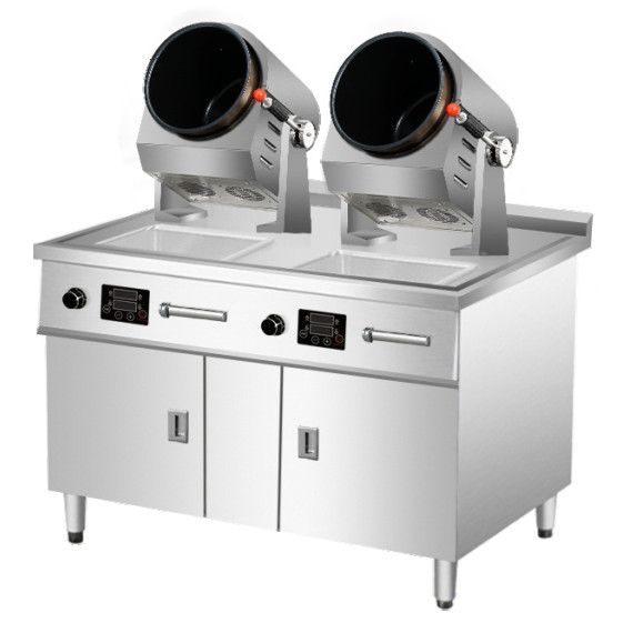 Jual Dual Head Robot Wok Stir Fry Cabinet Smart Gas Automatic Non-Stick ...