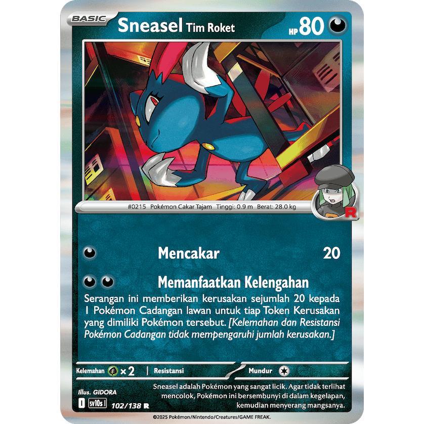 Jual TCG Sneasel Tim Roket 102/138 FOLO HOIL SV10s Kehadiran Juara ...