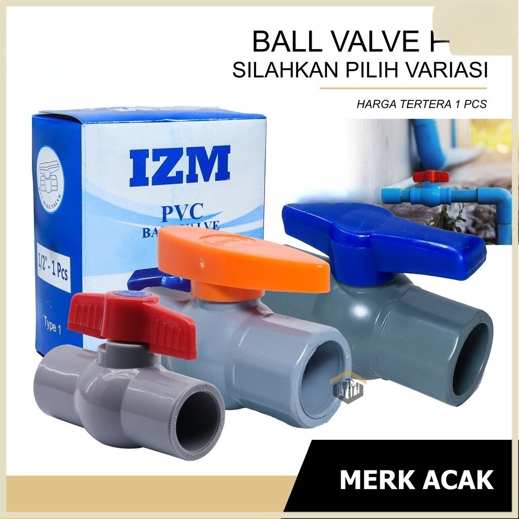Jual SAB Ball Valve 1/2 3/4 1Inci PVC HPP / Stop Kran Pipa Ballvalve ...