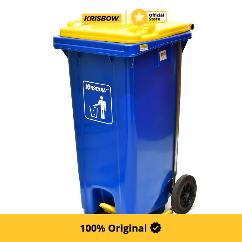 Jual Krisbow Tempat Sampah Plastik Outdoor Pedal 120 Liter - Biru ...
