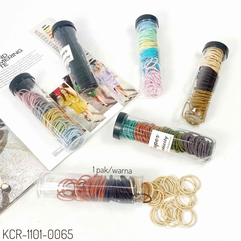Jual [FS] Set Ikat Rambut Karet Tabung Spiral Warna Warni Isi 100pcs ...