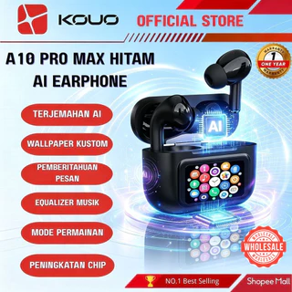 KOUO A9 A10 Pro  Upgraded AI Translate Earbuds TWS Touch Screen Headset Bluetooth 5.4 ANC ENC Real Time Translation 150 Bahasa Mode Game Full Bass Android Iphone