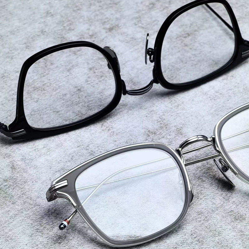Jual Retro Square Spectacle Frame Men's Glasses Frame Fashion Titanium ...