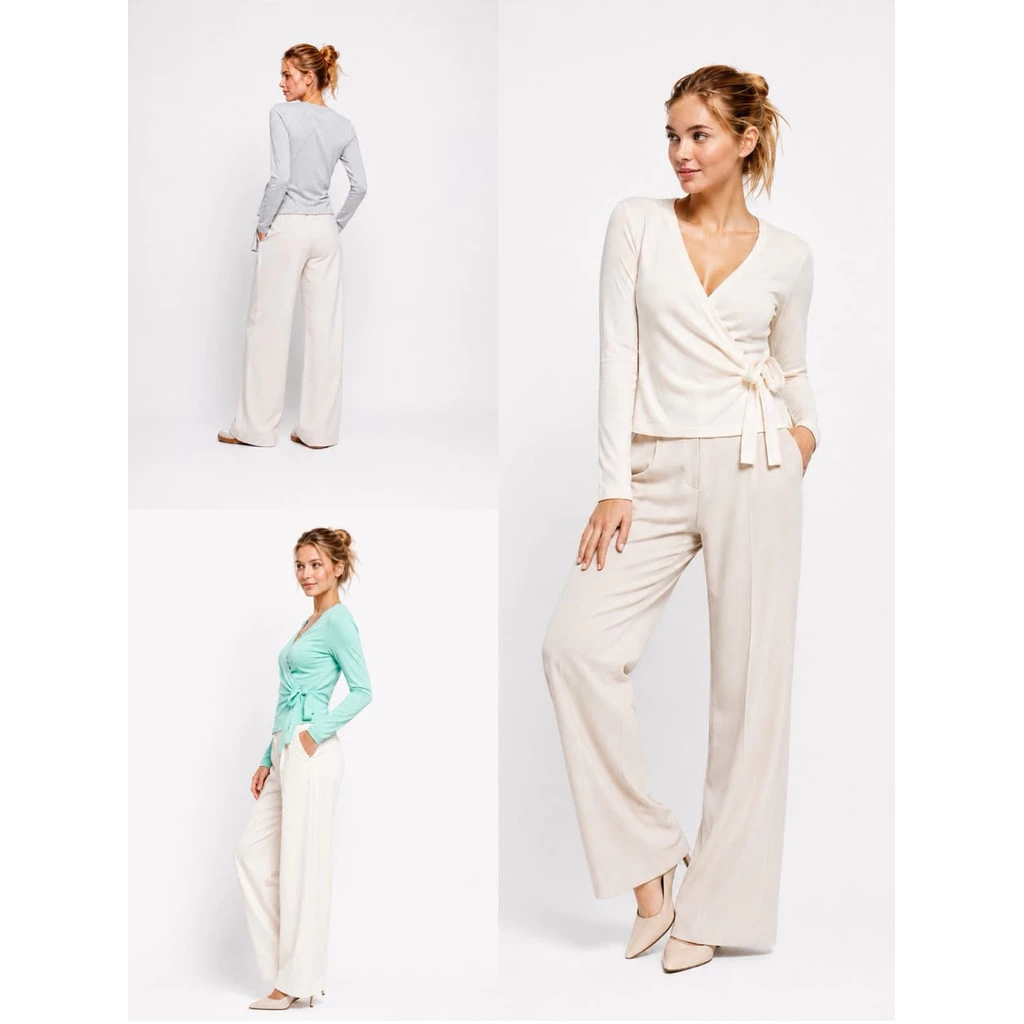 Blouse Lengan Panjang LF V-Neck Long-Sleeve Wrap Blouse - 3154