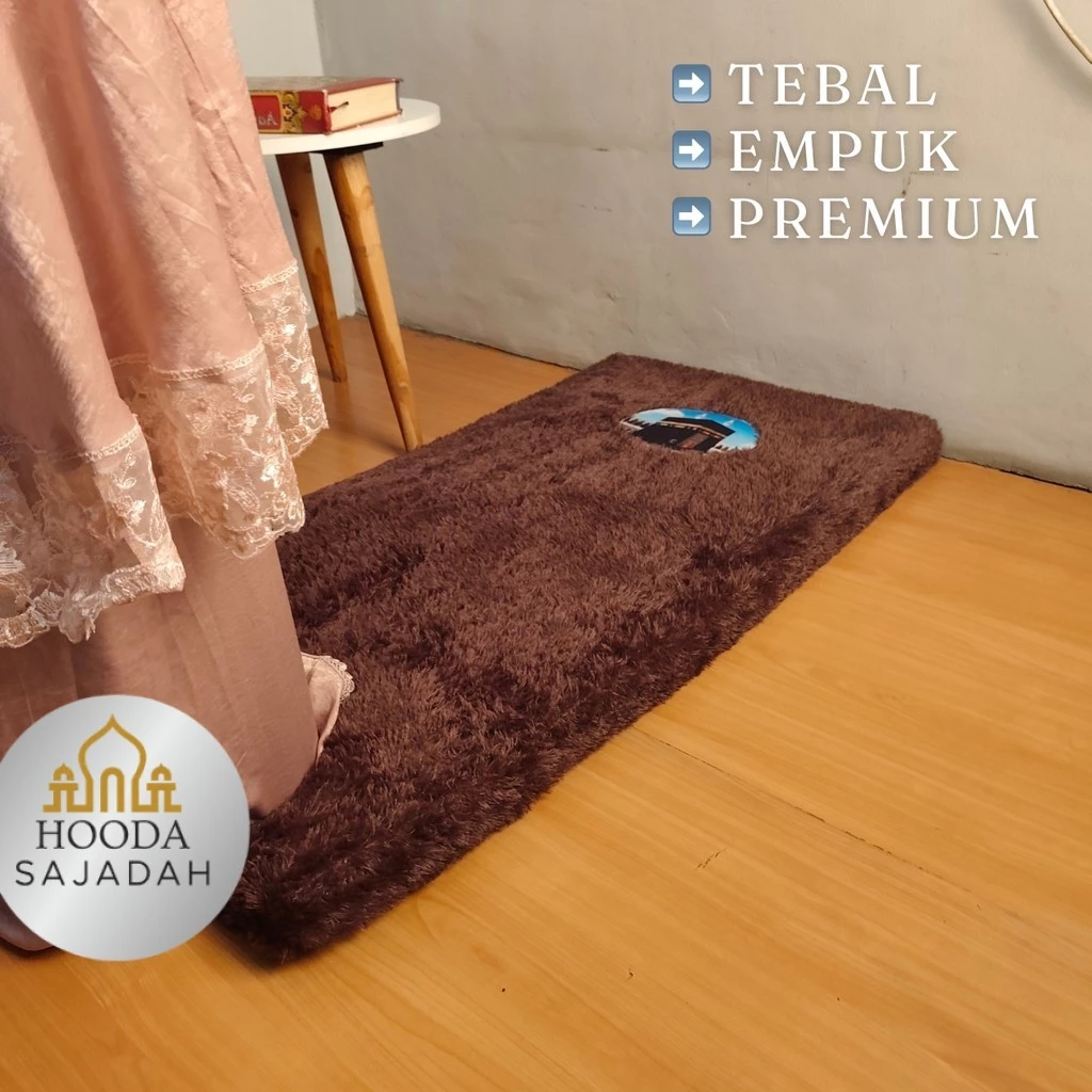 Sajadah Tebal Empuk Sholat Busa Polos Premium Bulu Rasfur Jumbo 60X120 7Cm Resleting Sejadah Karpet - foto 1