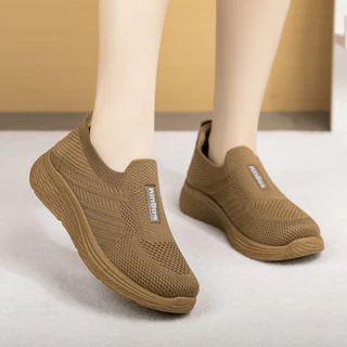 Sepatu Slip On Rajut Wanita Korea Fashion Sneakers Casual Santai KinBos OM915-HB