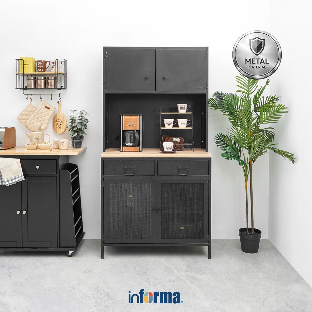 Informa Levon Kabinet Dapur High Metal - Hitam Lemari Dapur Kabinet Pantry Rak Kitchen Set Storage Masak