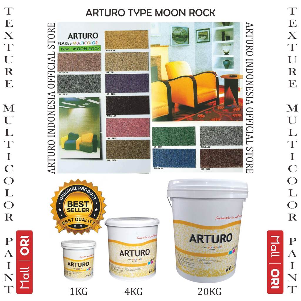 Jual ARTURO Type Moonrock Klg 1kg Cat Texture Tone Tekstur Flakes ...