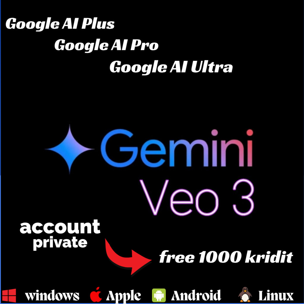 Jual Gemini veo 3 AI vidio generete { private account } Google AI Pro ...