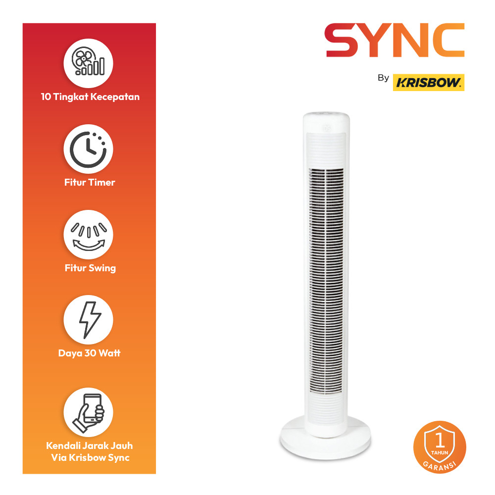 Krisbow Sync Smart Kipas Angin Berdiri Wi-Fi DC Motor - Putih Standing Fan Kipas Lantai Floor Fan