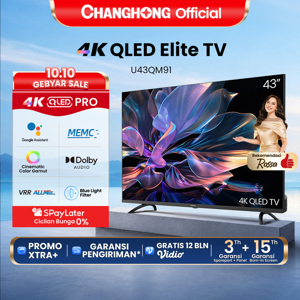 NEW PRODUCT CHANGHONG QLED TV 4K 43 inch Google Smart QLED PRO Digital TV Dolby Audio DBX-TV U43QM91