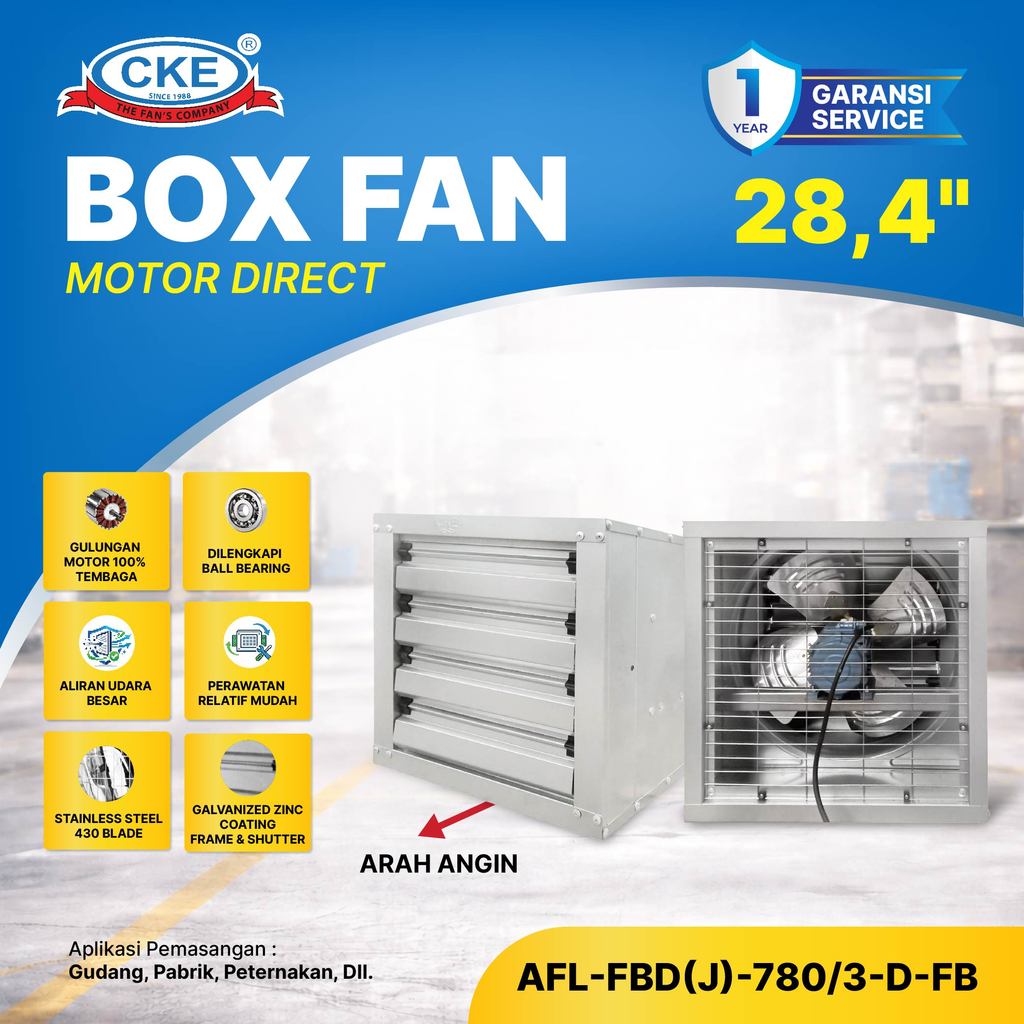 Jual CKE Box Fan Direct 28.4 Inch 380V Kipas Exhaust Kandang Ayam ...