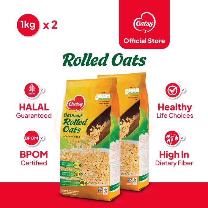 Jual OATSY Oatmeal Rolled Oats 1kg - (Double Pack) | Shopee Indonesia