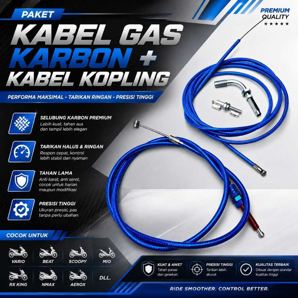 Jual BISA COD PAKETAN KABEL GAS SERAT 200CM DAN KABEL KOPLING KARBON ...