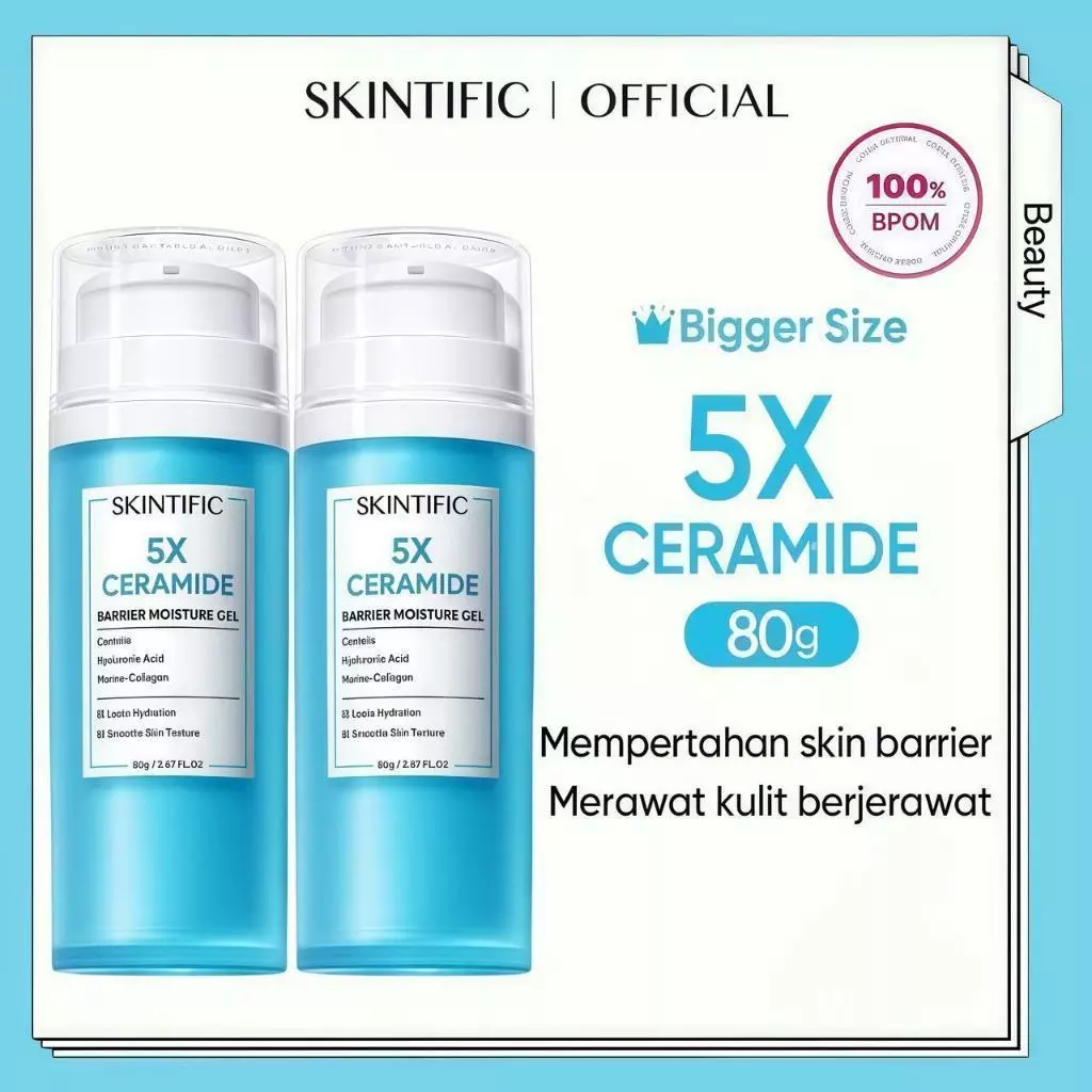SKINTIFIC - 5X Ceramide Barrier Moisturizer Gel 80g Cream Pemutih Wajah Calming Whitening Brightening Dark Spot Pelembab