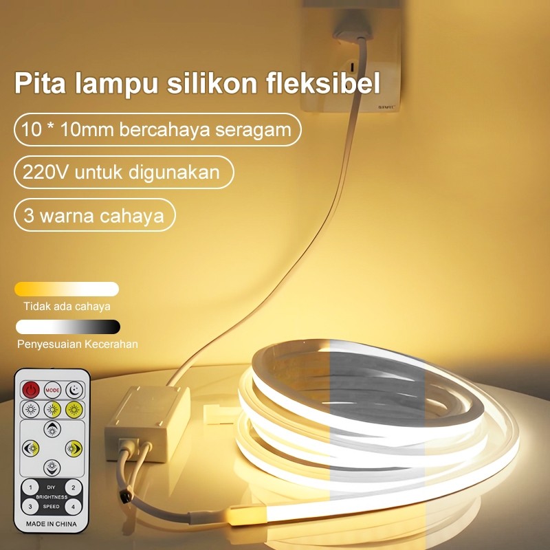 Jual Lampu LED strip tahan air dengan remote control, 3 warna, 220V ...