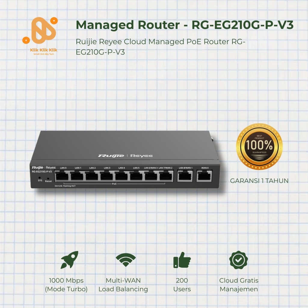 Jual Router Gateway Ruijie RG-EG210G-P-V3 Gigabit Dual WAN PoE Cloud ...