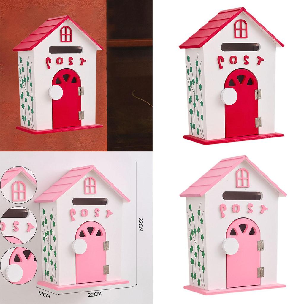 Jual Locking Mailbox Wood Weatherproof Tree Hole Mail Box Wall Mount ...