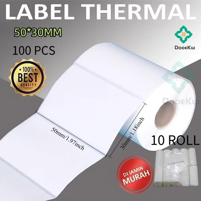 Jual Thermal Label Sticker 50×30mm 1000 Pcs (10 Roll) Support D400/TP ...
