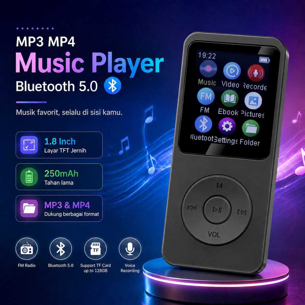 Jual RockStar MP3 MP4 Music Player Pemutar Musik Bluetooth 1.8 Inch ...