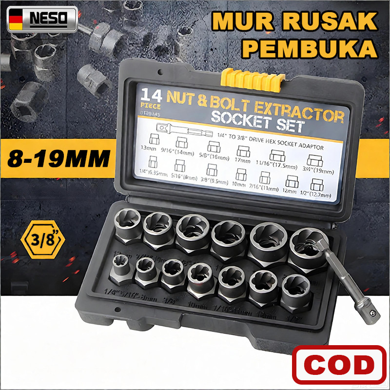 Jual Neso Jerman Pengeluar Mur Rusak 8mm-19mm Set Ekstraktor Damaged ...