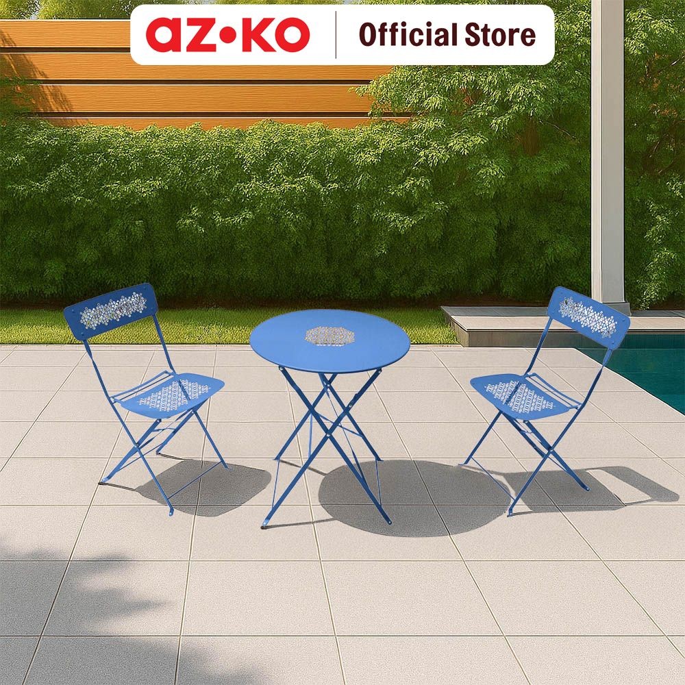 Jual AZKO Soleil Set 3 Pcs Lucia Kursi & Meja Lipat Teras Bistro - Biru ...