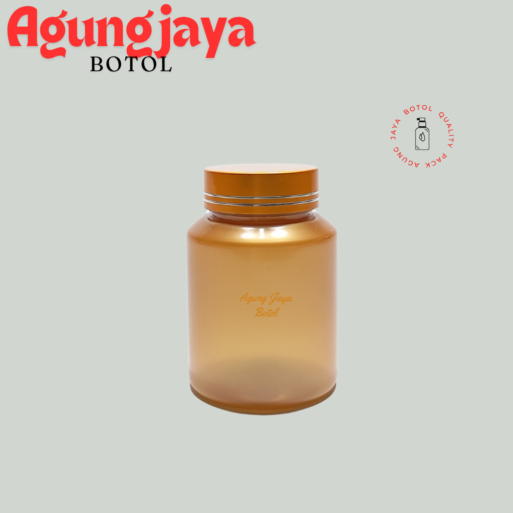 Jual Botol Obat 120 Ml Round Flat Emas / Botol Plastik / Botol Obat ...