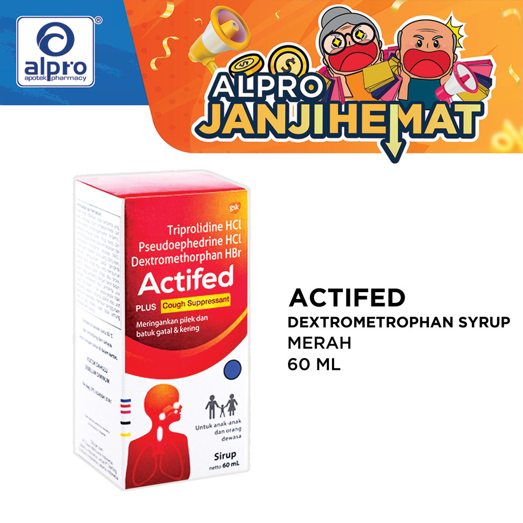 Jual ACTIFED MERAH PLUS COUGH SUPPRESSANT SYRUP 60ML | Shopee Indonesia