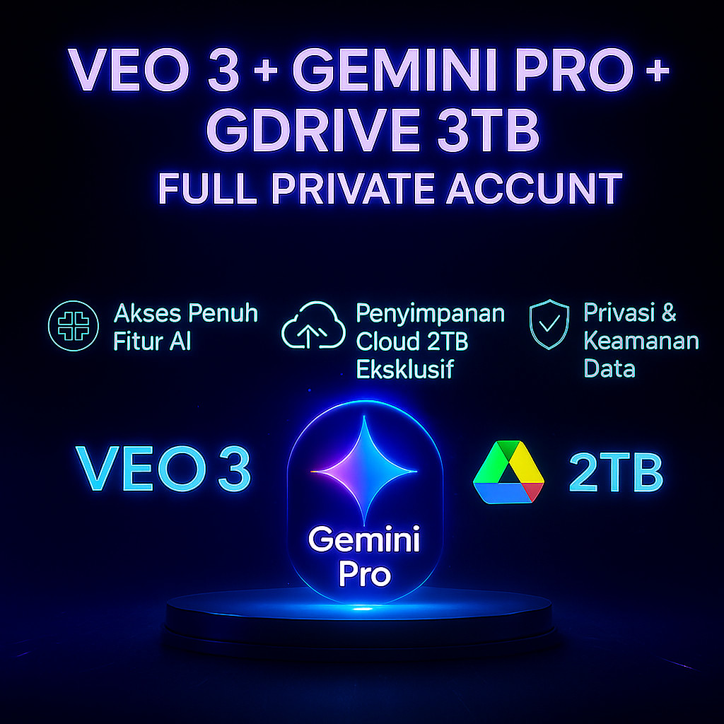 Jual VEO 3 + GEMINI PRO + GDrive 2TB PRIVATE | Akun AI Premium | Shopee ...