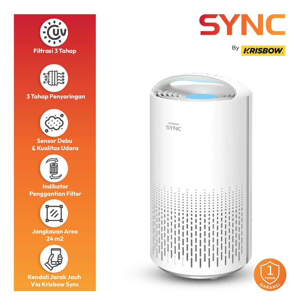 Jual Krisbow Sync 24 M2 Smart Air Purifier Cadr 200 M3/Jam - Putih ...