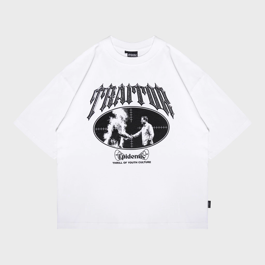 Epidemic Boxy Fit T-Shirt Putih – American Cotton 20s 200 GSM Premium - Kaos Oversize