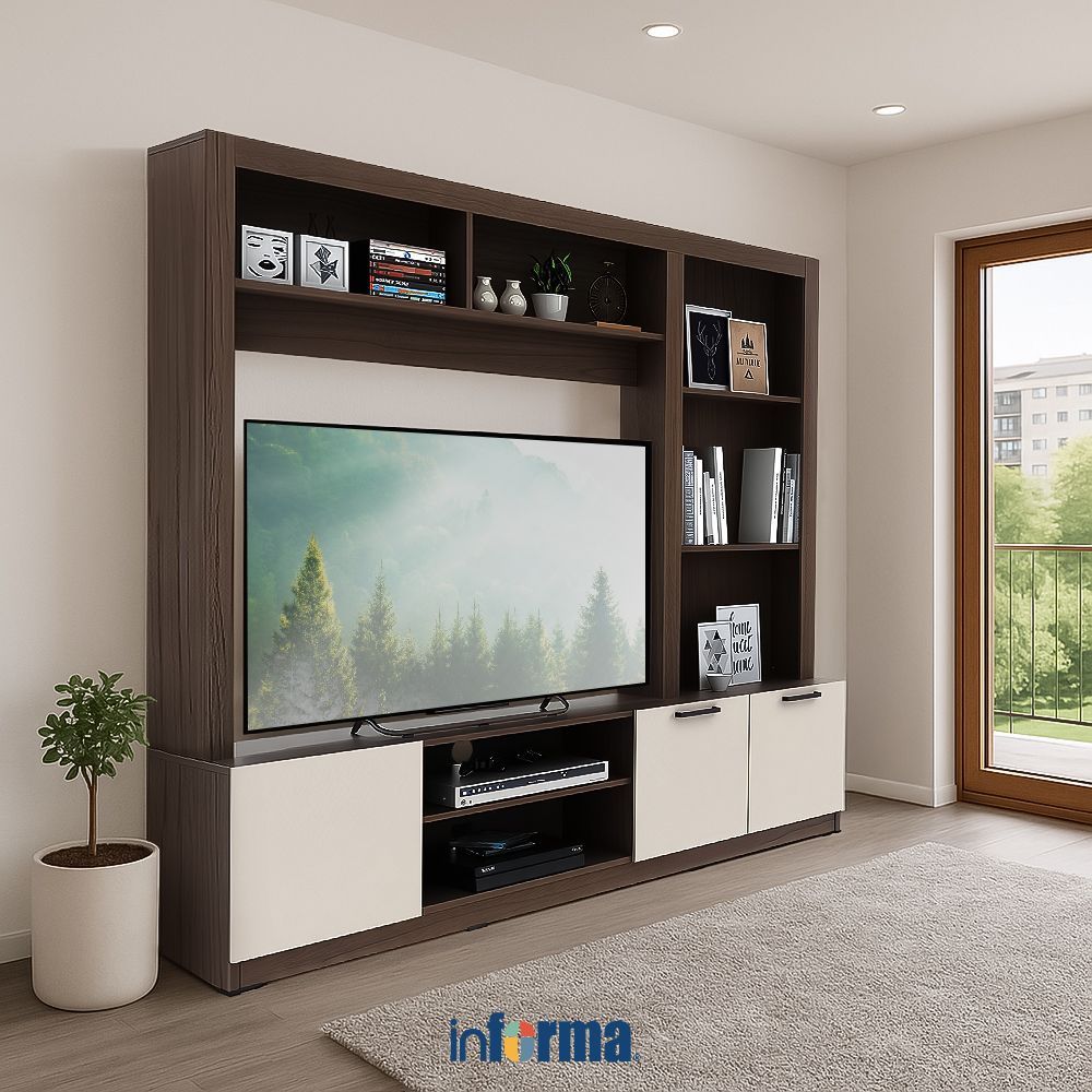 Informa Hampshire Lemari TV Entertainment - Gallic Walnut/Taupe Cabinet TV Stand Meja TV Rak TV