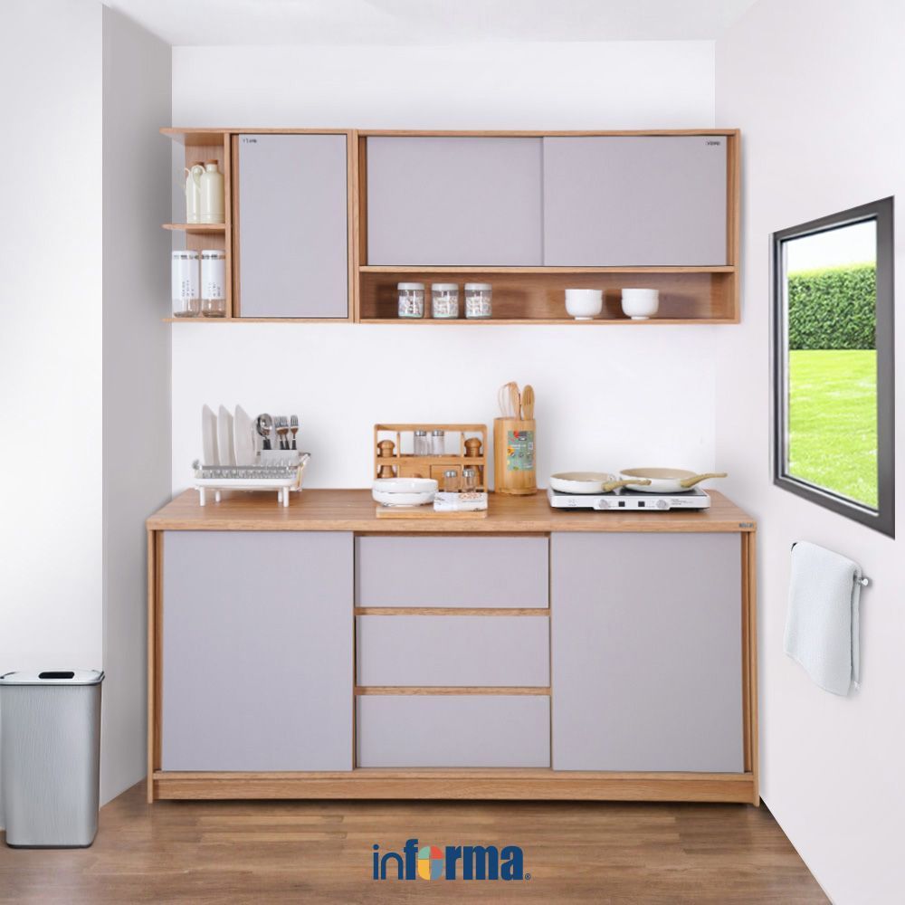 Informa Palma Kitchen Set 1.8 Meter - Cokelat Taupe Kitchen Cabinet Lemari Dapur Kitchen Storage Kabinet Set