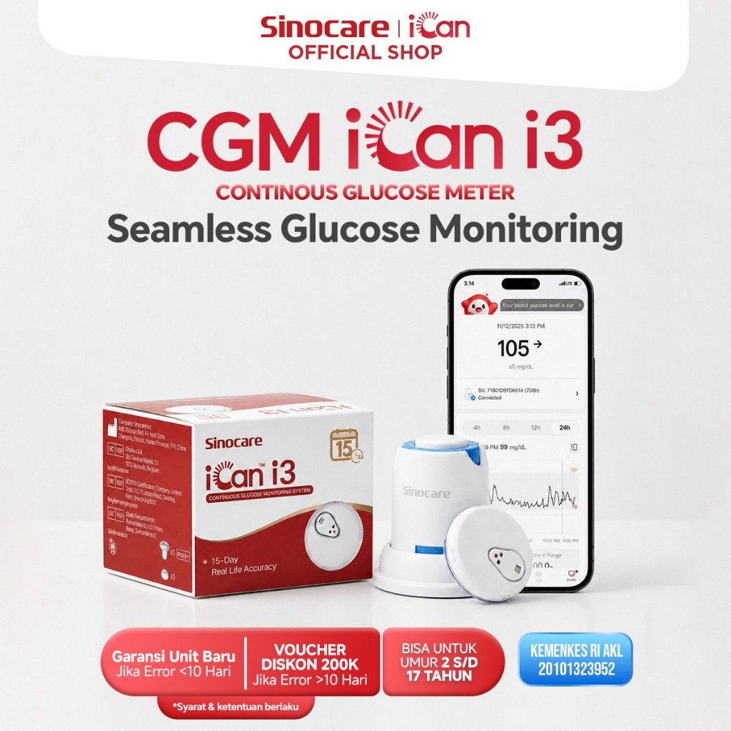 Jual 1- 4 Pcs Sinocare CGM iCan i3 - Alat Cek Gula Darah Real-Time ...