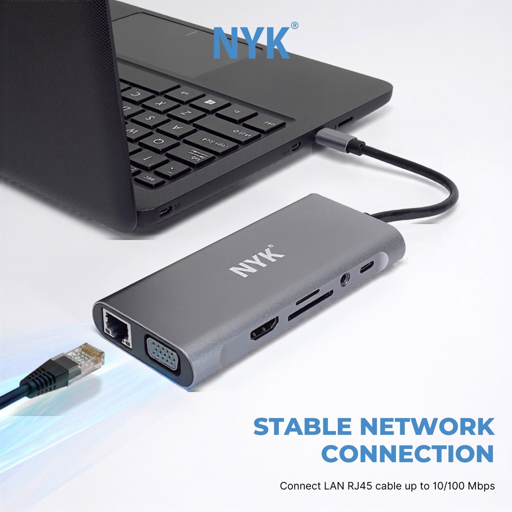 NYK USB HUB C11 Port 11 in 1 Type C Port 3.1 iOS Windows Macbook Linux Smart Phone TV COD HUB bergaransi Docking Station Data transfer Mobile phone ma (5)