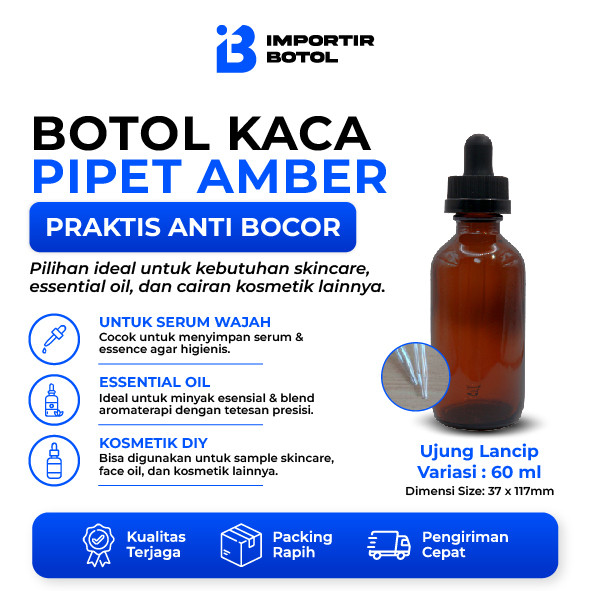 Jual IMPORTIR BOTOL Botol Pipet Kaca Amber 60 ML / Amber Glass Bottle ...
