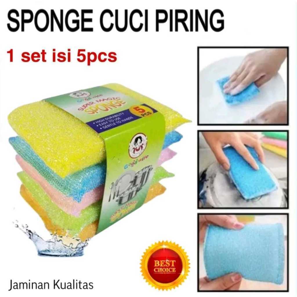 Jual ( ISI 5 PCS) SPONS BANTAL CUCI PIRING / SPON SUPER MAGIC CUCI ...