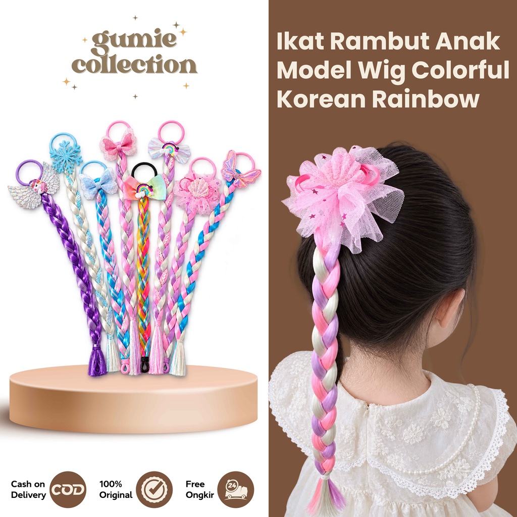 Jual GC - IKAT RAMBUT FASHION ANAK-ANAK MODEL WIG PALSU WARNA-WARNI ...