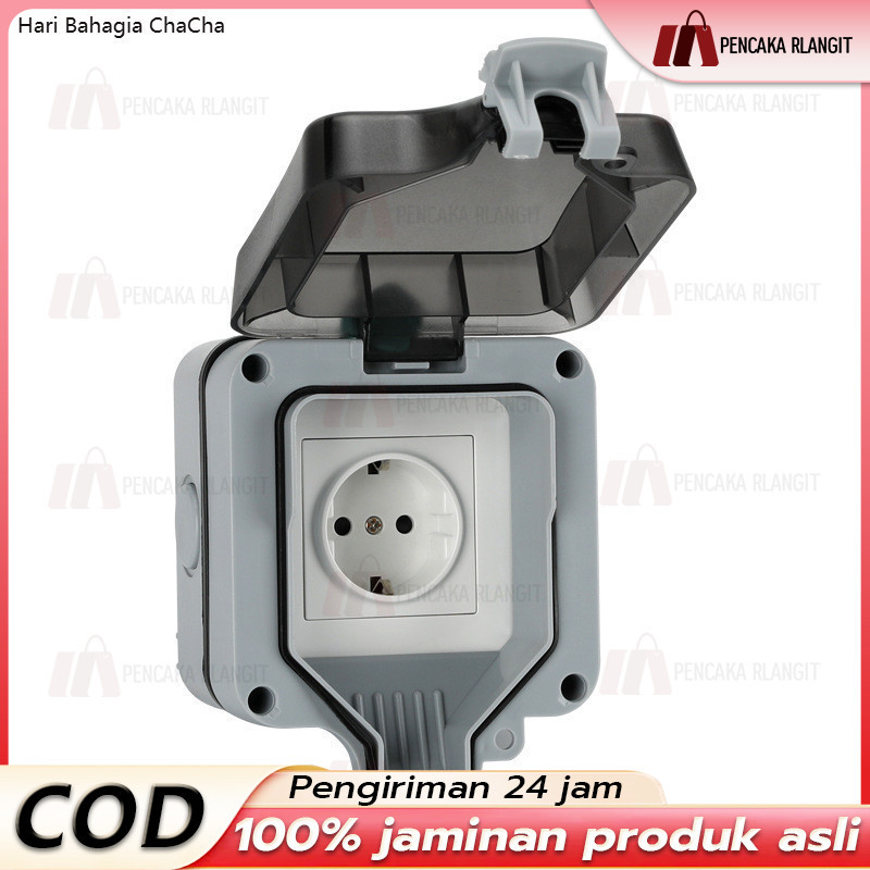 Jual Stop Kontak Outdoor Waterproof IP66 EU Colokan Power Socket Box ...