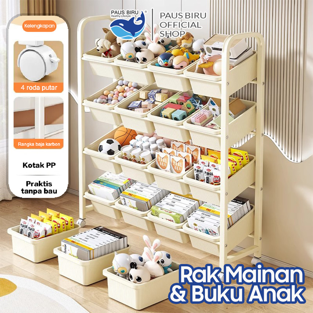 Jual Paus Biru - Rak Mainan Anak Roda Rak Susun Plastik Kabinet Buku ...